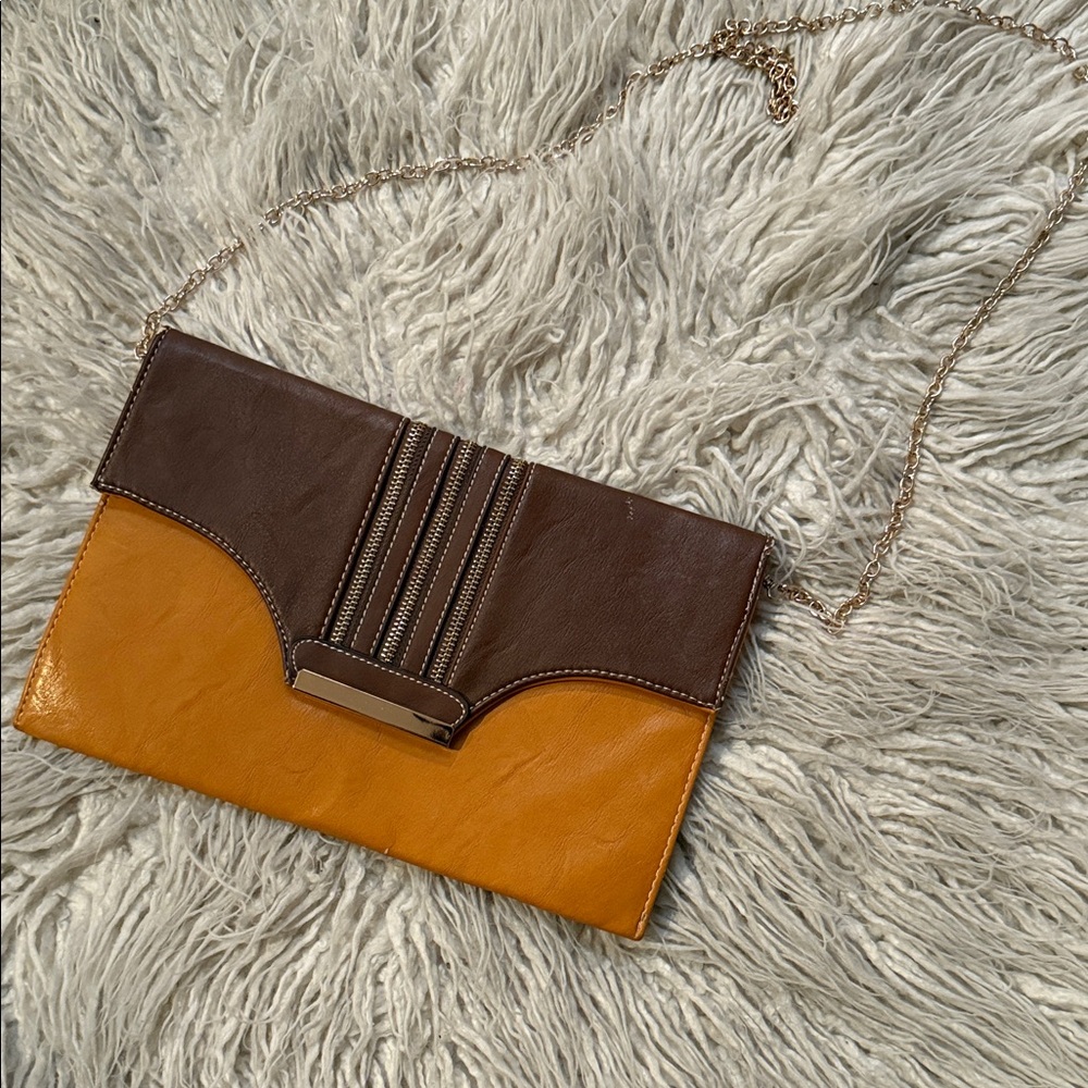 Two-Tone Brown and Tan Women's Clutch